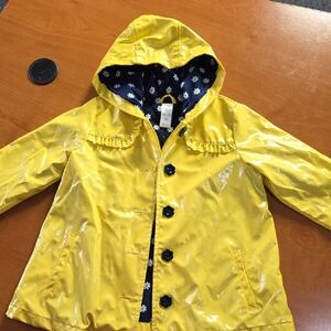 Yellow Kids Raincoat with Floral Lining